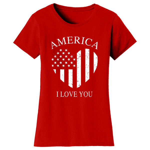 Women's 4th of July - American Flag Heart I Love You