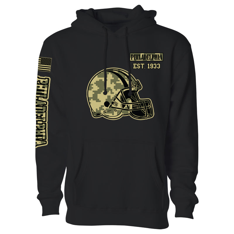 Men's Ultimate Camo Football Black Pull Over Hoodie - Philadelphia