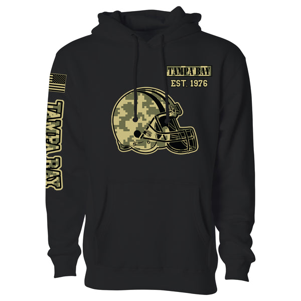 Men's Ultimate Camo Football Black Pull Over Hoodie - Tampa Bay