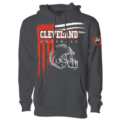 Men's Vintage USA Flag Football Pull Over Hoodie - Cleveland