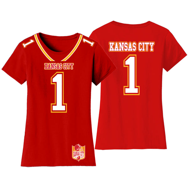 Women's Football Team Jersey T-Shirts - Kansas City