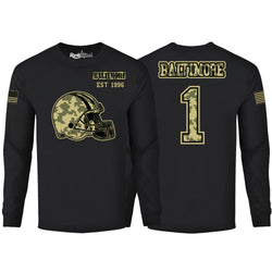 Men Ultimate Camo Football Black Long Sleeve Shirt - Baltimore