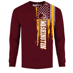 Men Football USA Flag Long Sleeve Shirt - Washington