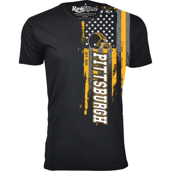 Men Football USA Flag T-Shirt - Pittsburgh