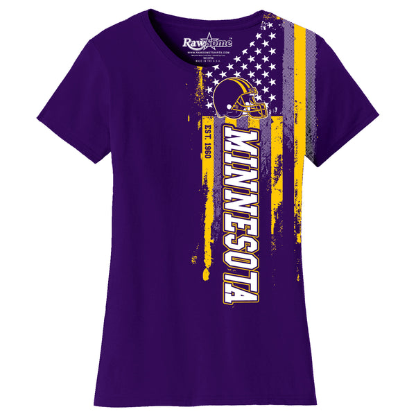 Women Football USA Flag T-Shirt - Minnesota