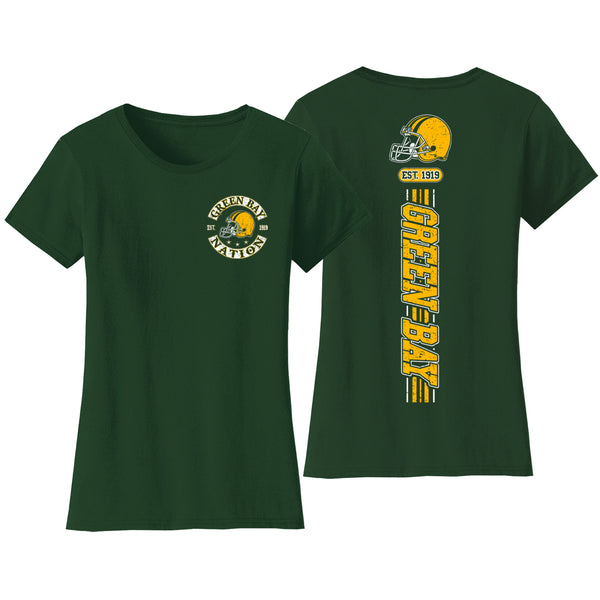 Women's Football Team Stripes T-Shirt - Green Bay