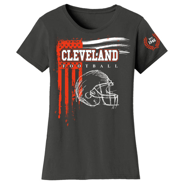 Women's Vintage USA Flag Football T-shirts - Cleveland