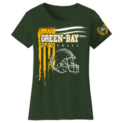 Women's Vintage USA Flag Football T-shirts - Green Bay