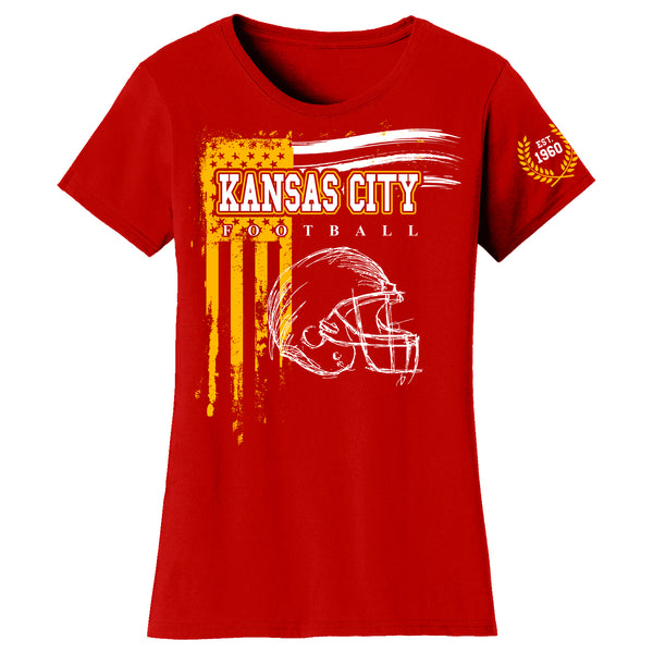 Women's Vintage USA Flag Football T-shirts - Kansas City