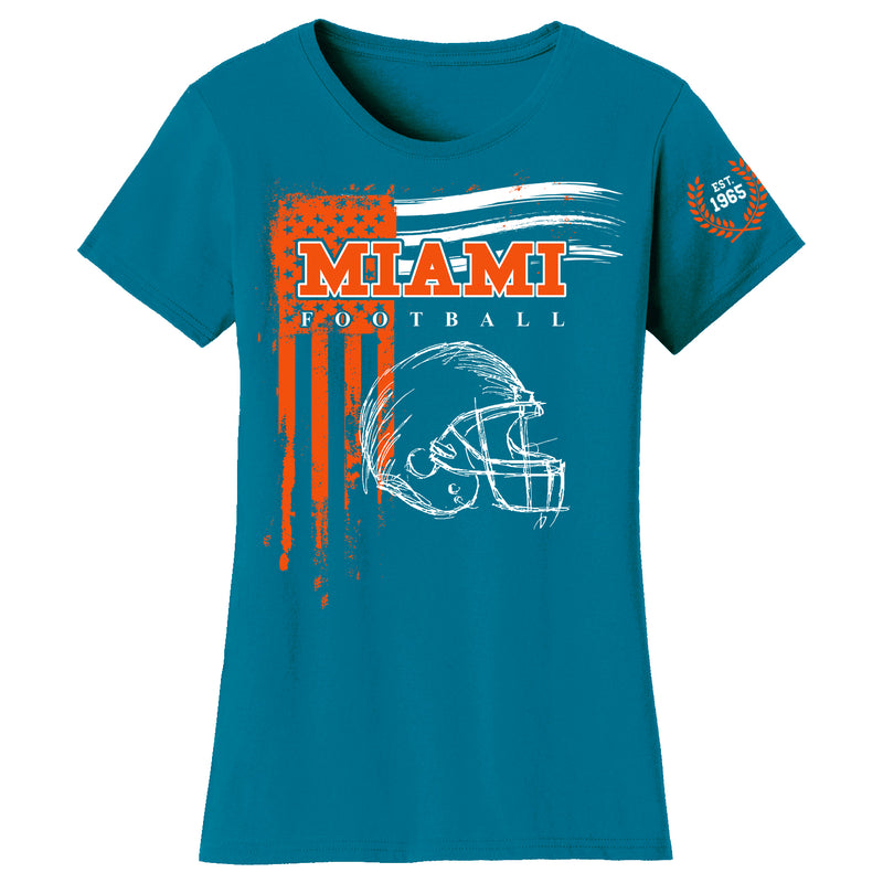 Women's Vintage USA Flag Football T-shirts - Miami