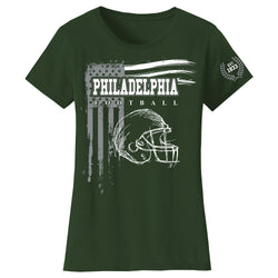 Women's Vintage USA Flag Football T-shirts - Philadelphia