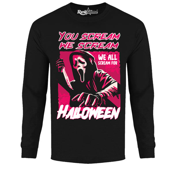 Men Creepy Scary Halloween Long Sleeve Shirt - You Scream We Scream