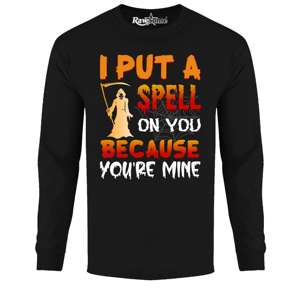 Men Creepy Scary Halloween Long Sleeve Shirt -  I Put a Spell on You