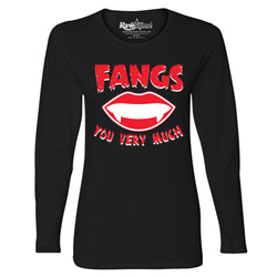 Women Creepy Scary Halloween Long Sleeve Shirt - Fangs You Very Much