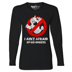 Women Creepy Scary Halloween Long Sleeve Shirt - I Ain't Afraid of No Ghosts