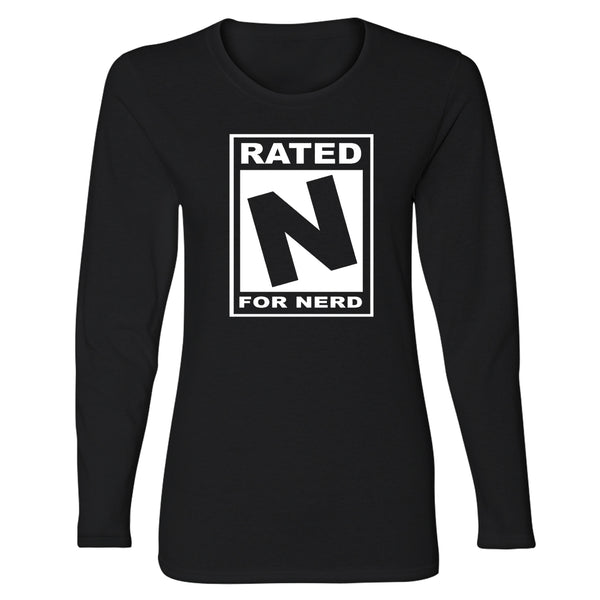 Women's Long Sleeve Funny Nerd - Rated N for Nerd