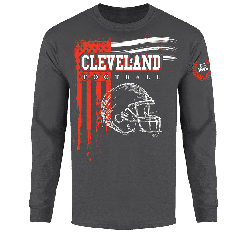 Men's Vintage USA Flag Football Long Sleeve Shirts - Cleveland