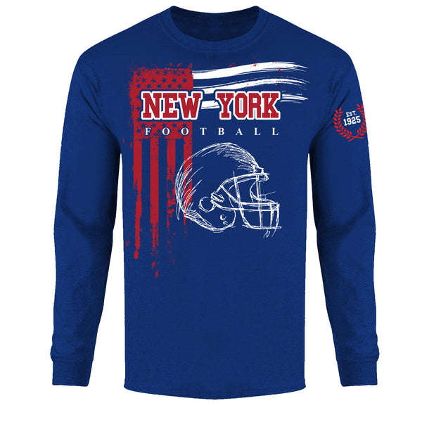 Men's Vintage USA Flag Football Long Sleeve Shirts - New York