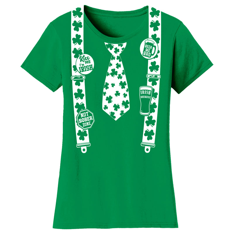 Women's St. Patrick's Day T-Shirts - Necktie & Suspender