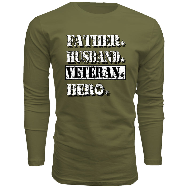 Father Husband Veteran Hero - Men's Long Sleeve