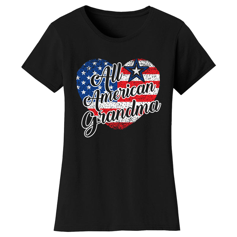 Women's 4th of July - All American Grandma with Heart Flag