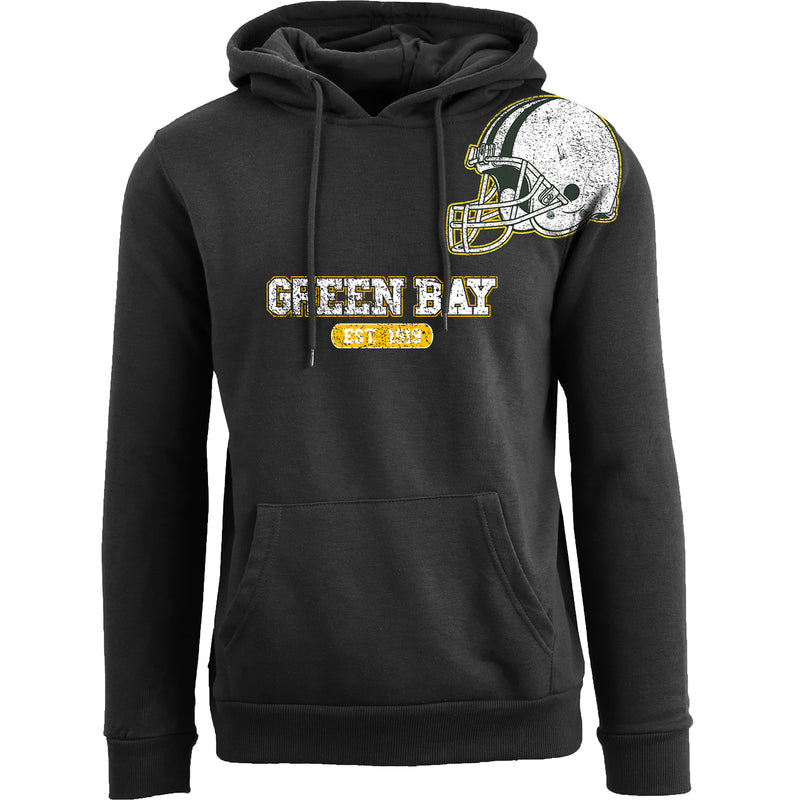 Men's Awesome Football Helmet Pull Over Hoodie - Green Bay