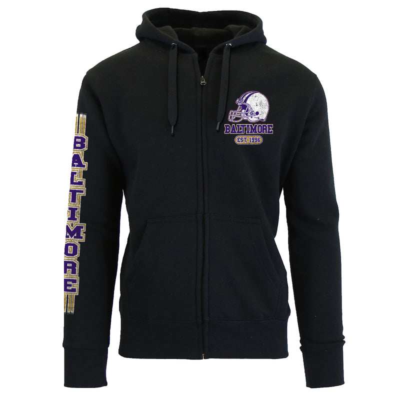 Men's Football Stripes Zip Up Hoodie - Baltimore