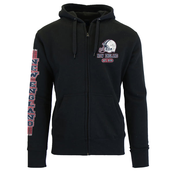 Men's Football Stripes Zip Up Hoodie - New England