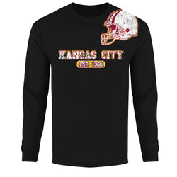 Men's  Awesome Football Helmet Shoulder Kansas City - Long Sleeve