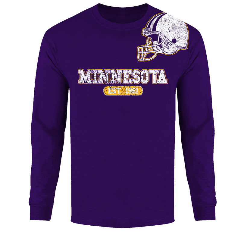 Men's  Awesome Football Helmet Shoulder Minnesota - Long Sleeve