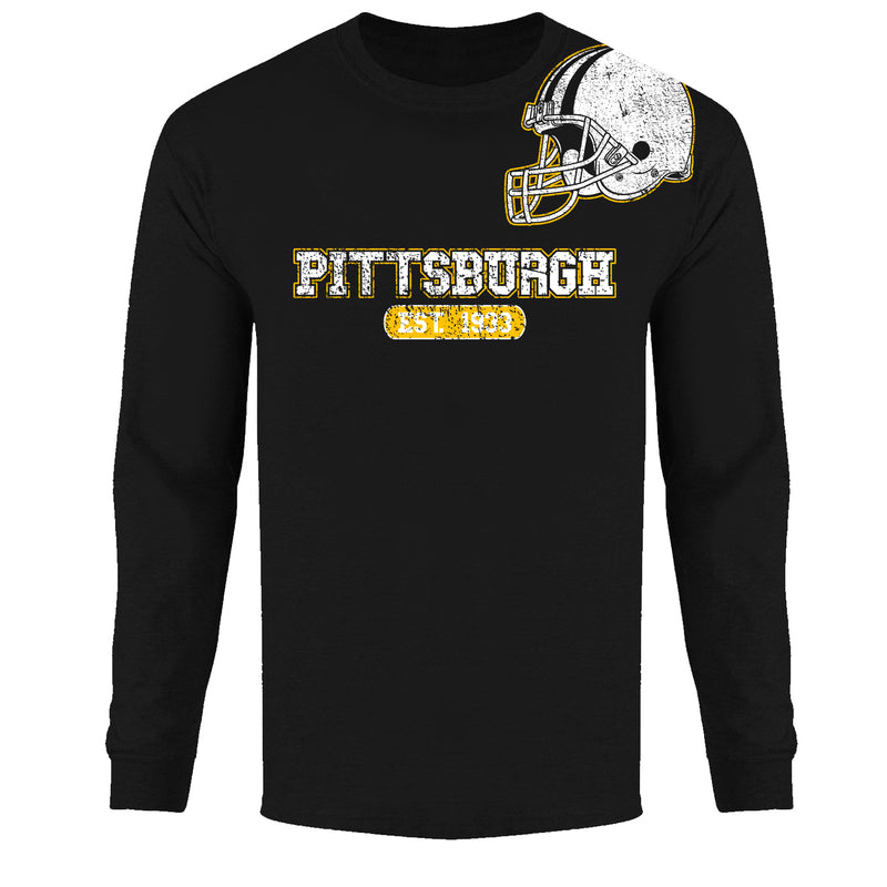 Men's  Awesome Football Helmet Shoulder Pittsburgh - Long Sleeve