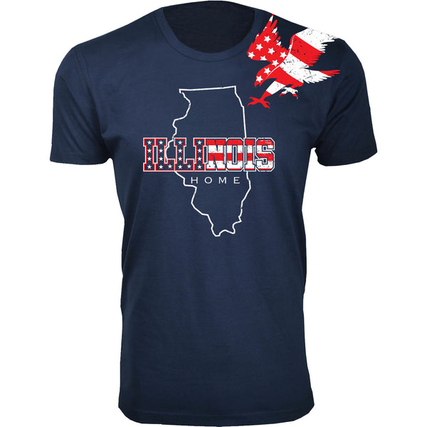 Men's - 4th of July - ILLINOIS HOME American Flag Letters Eagle