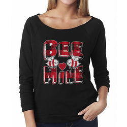 Women Valentine's Day - Bee Mine - Off The Shoulder 3/4 Top L/S