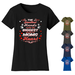 Women's The Smallest Hands Make The Biggest Mark on MOMS Heart T-shirts
