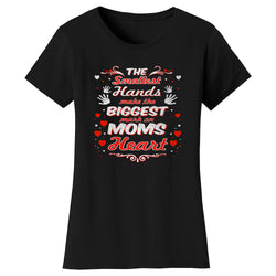 Women's The Smallest Hands Make The Biggest Mark on MOMS Heart T-shirts
