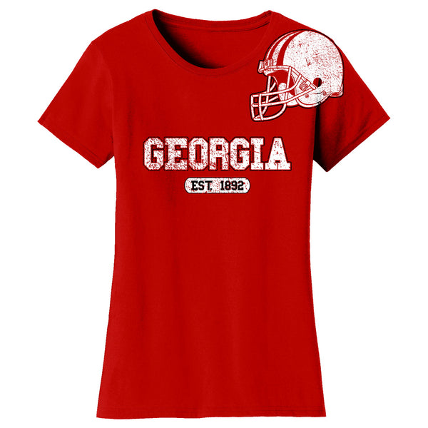 Women - Awesome College Football Helmet T-shirts - Georgia