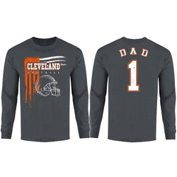 Men's Dad #1 Vintage USA Flag Football Long Sleeve Shirt - Cleveland