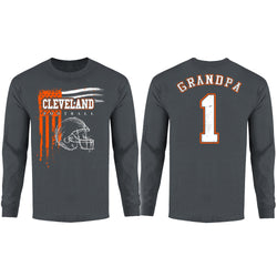 Men's Grandpa #1 Vintage USA Flag Football Long Sleeve Shirt - Cleveland