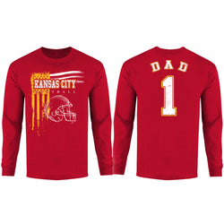 Men's Dad #1 Vintage USA Flag Football Long Sleeve Shirt - Kansas City