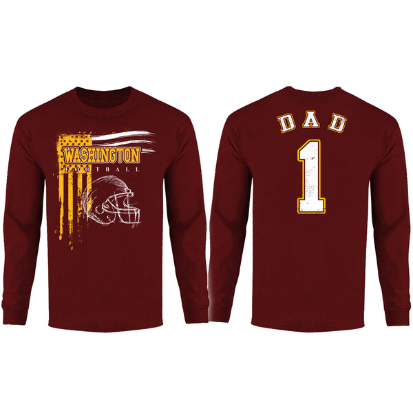 Men's Dad #1 Vintage USA Flag Football Long Sleeve Shirt - Washington