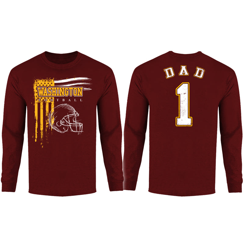 Men's Dad #1 Vintage USA Flag Football Long Sleeve Shirt - Washington