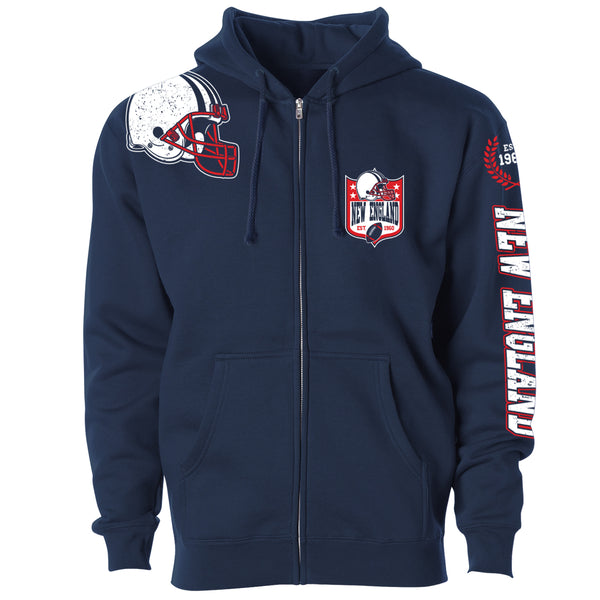 Men's Football Home Team Zip Up Hoodie - New England