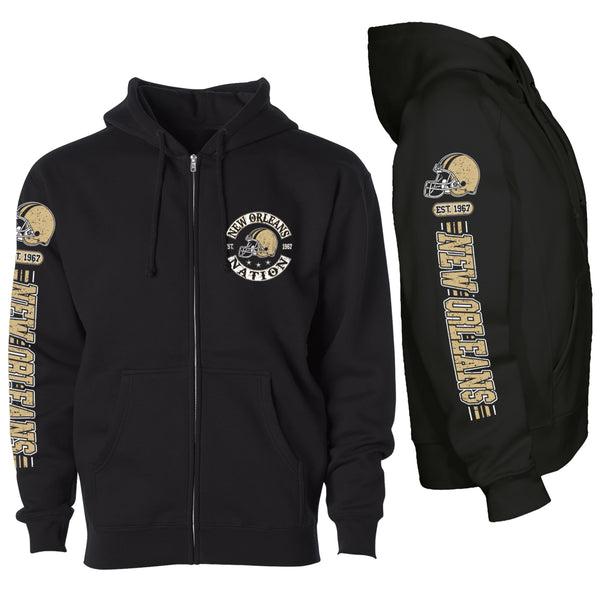 Men's Football Stripes Zip Up Hoodie - New Orleans