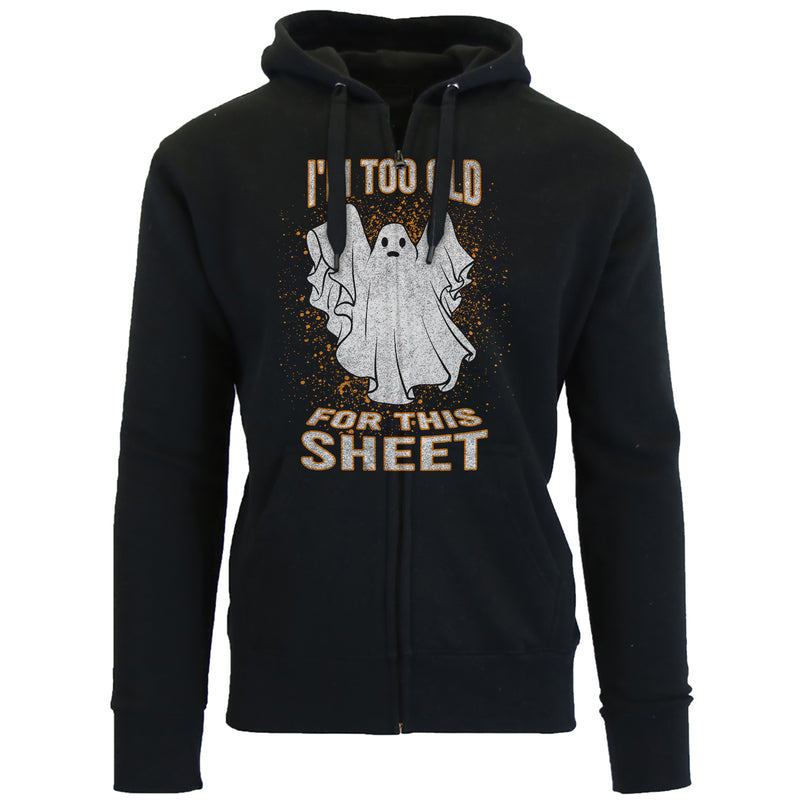 Men's Awesome Halloween Zip Up Hoodie - I'm Too Old For This Sheet