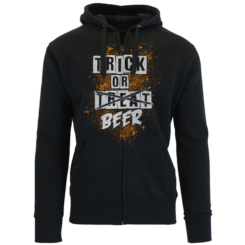 Men's Awesome Halloween Zip Up Hoodie - Trick or Beer