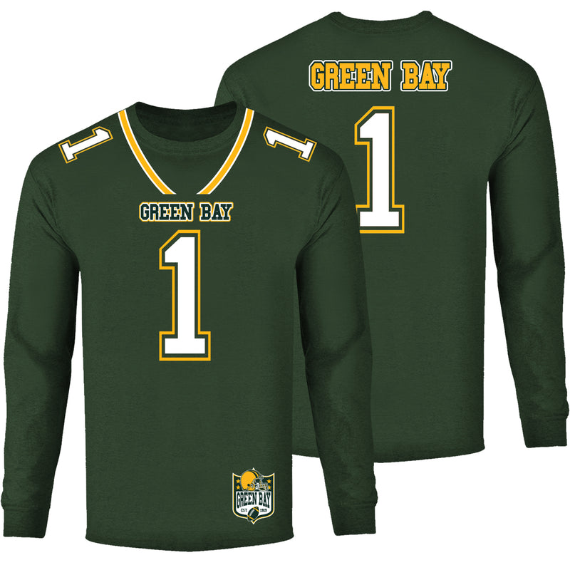 Men's Football Team Jersey Long Sleeve Shirts - Green Bay