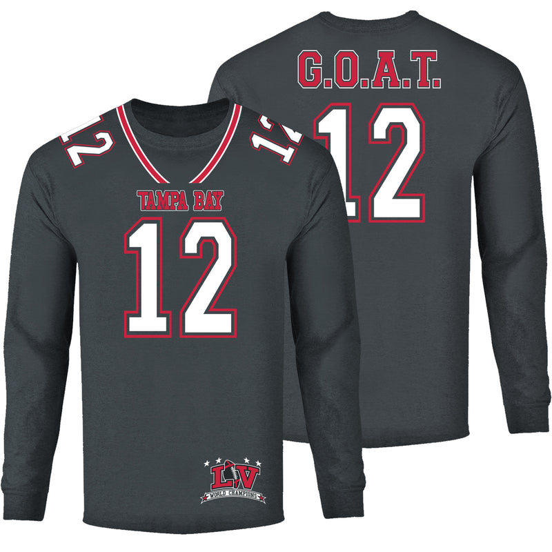 Men's Football Team Jersey Long Sleeve Shirts - Tampa Bay 12 G.O.A.T.