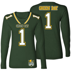 Women's Football Team Jersey Long Sleeve Shirts - Green Bay