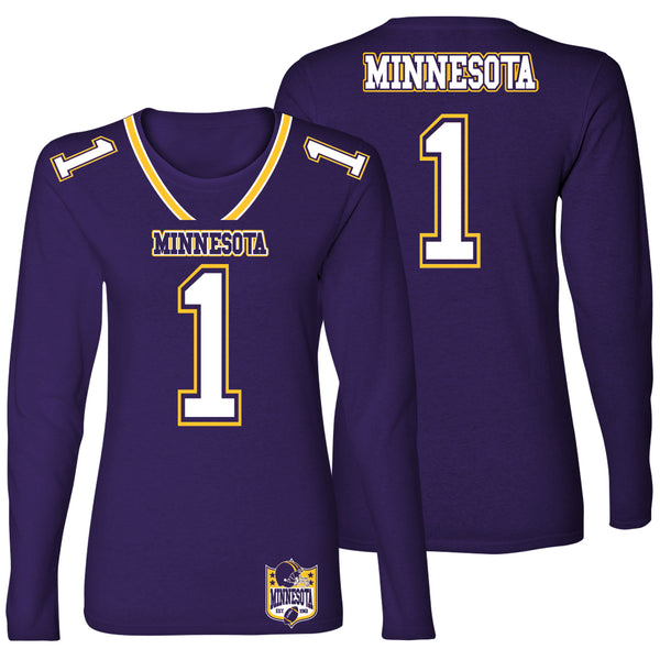 Women's Football Team Jersey Long Sleeve Shirts - Minnesota