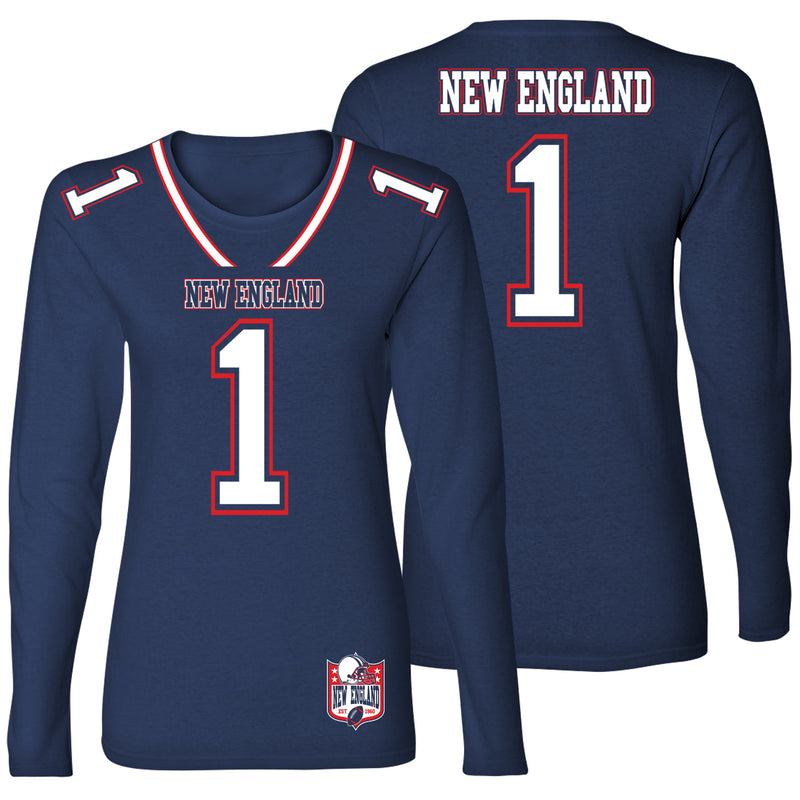 Women's Football Team Jersey Long Sleeve Shirts - New England